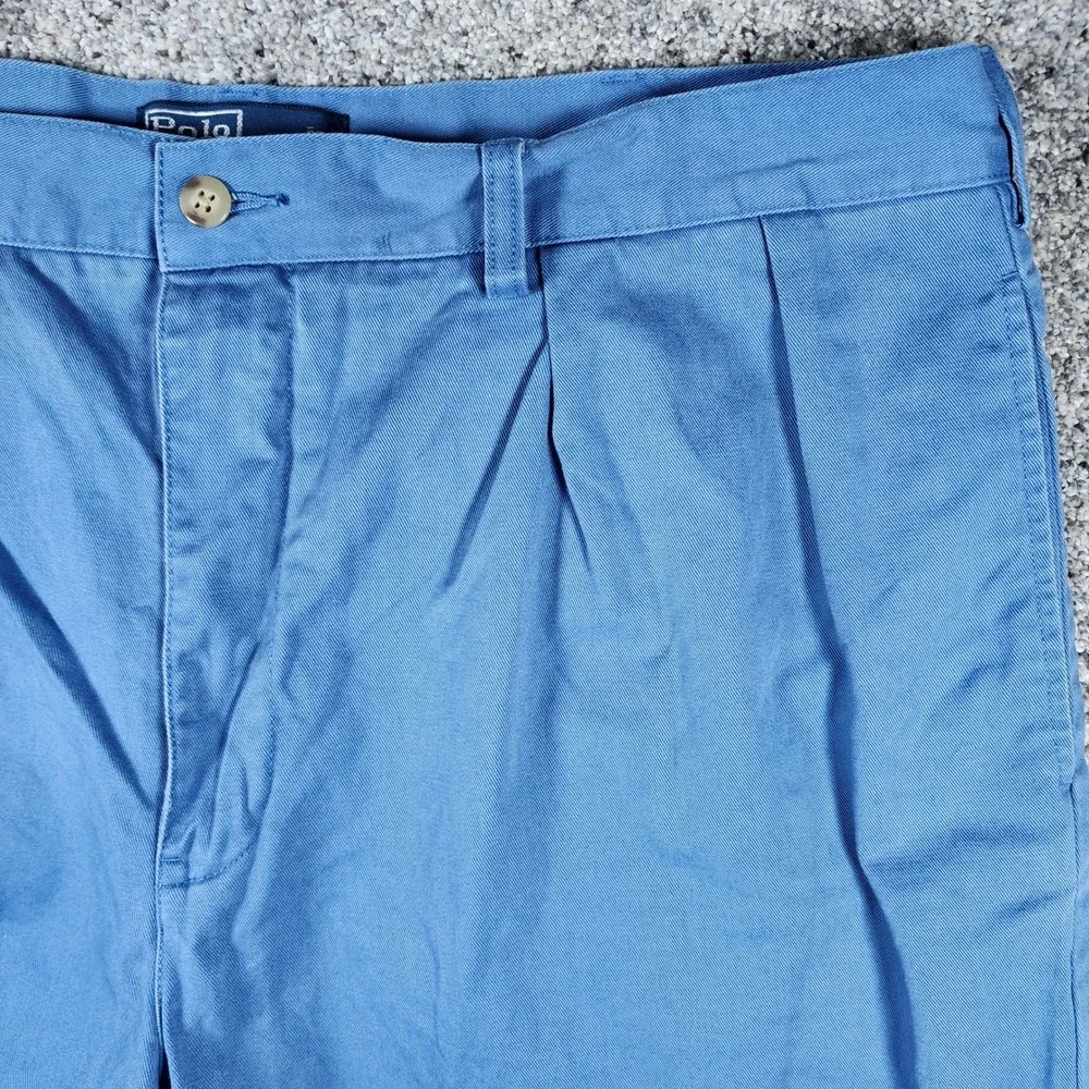 Polo Ralph Lauren Tyler Shorts Mens 38 Blue Pleated Chino Cotton Excellent
